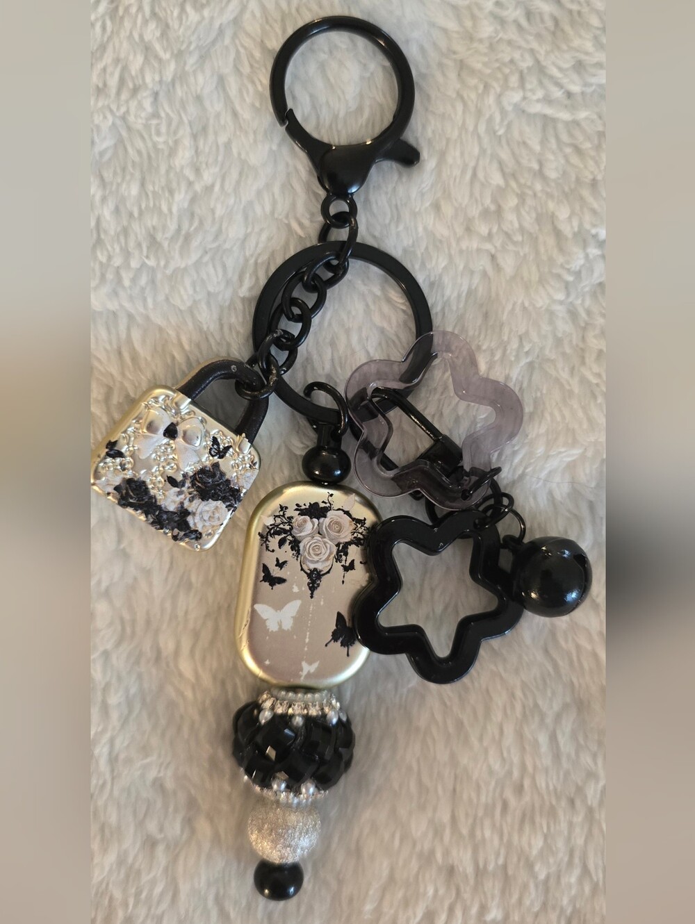 Black & Ivory Keychain/Bag Charm - Purse